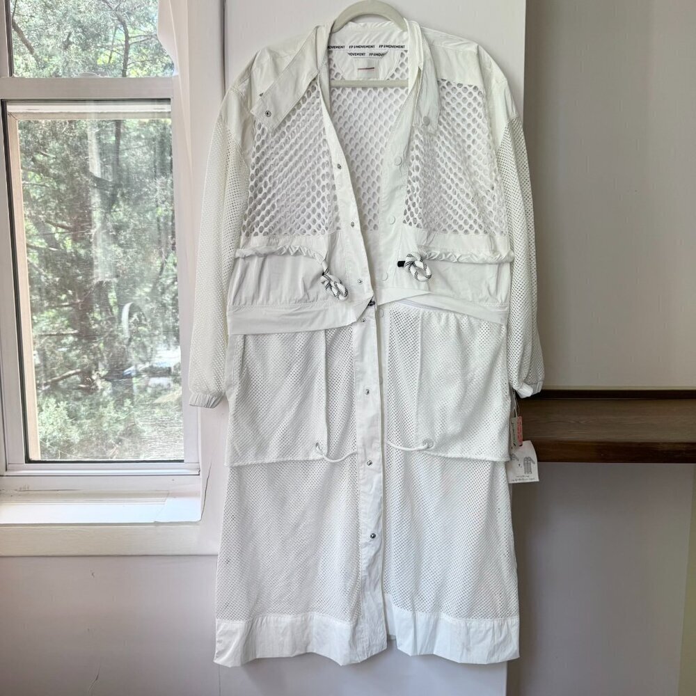 NWT Free People Movement Mesh Convertible Trench Jacket White Small